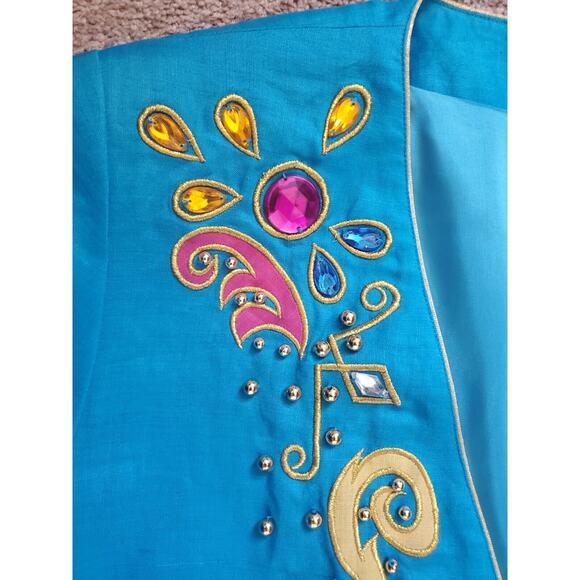 Vintage Anne French Aqua Beaded Jewels Skirt Set Deadstock NWT, Plus Size 16 - Picture 4 of 13